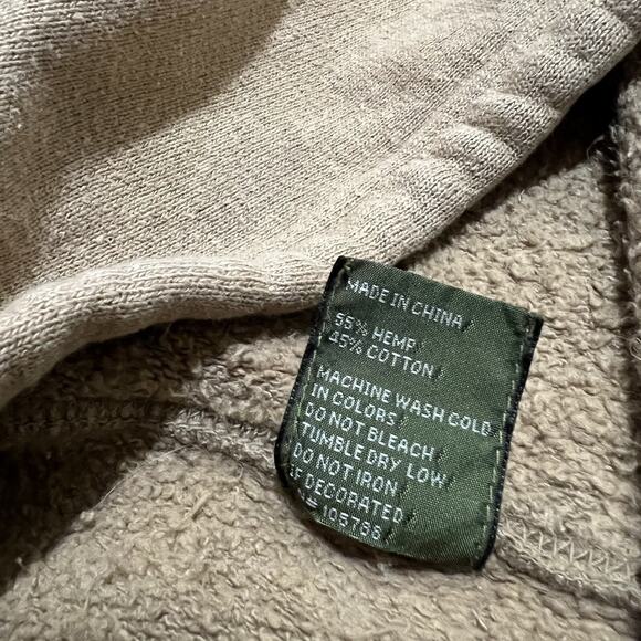 Two Jupiters Blank Hemp Hoodie Beige Tan Mock Neck Drawstring Pull Over 2XL - Picture 6 of 6